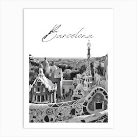 Barcelona Black And White Cityscape Art Print