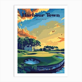 Harbour Town Golf Links South Carolina Hilton Head Travel Art Illustration Affiche