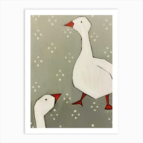 Two white Geese Art Print