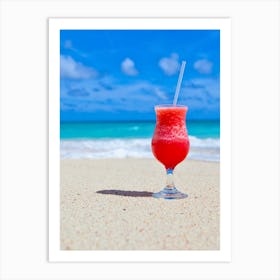 Tropical Drink On The Beach Art Print