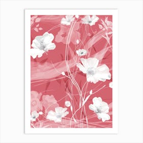 Pink Flowers On A Pink Background 1 Art Print