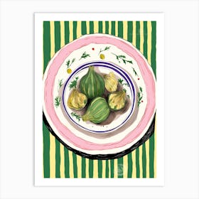 A Plate Of Figs Top View Food Illustration 4 Art Print