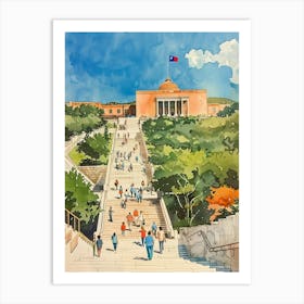 Storybook Illustration The Bullock Austin Texas State History Museum 1 Art Print