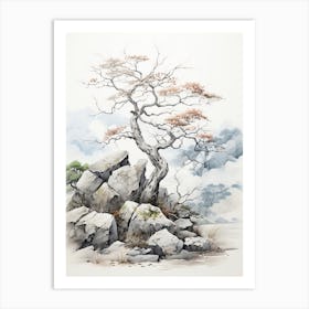 Shirakawa Go In Gifu, Japanese Brush Painting, Ukiyo E, Minimal 4 Art Print