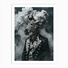 Zebra In Smoke Art Print