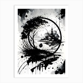Black And White Ink Painting 1 Art Print