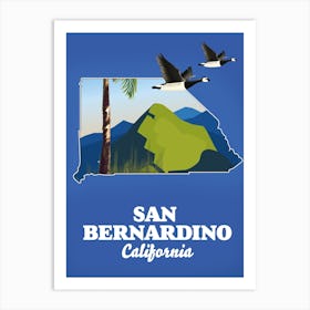 San Bernardino California Travel map Art Print