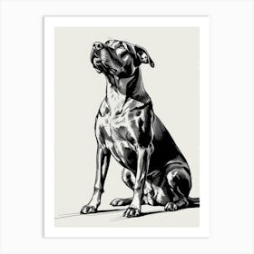 Black And White Drawing Of A Dog Art Print