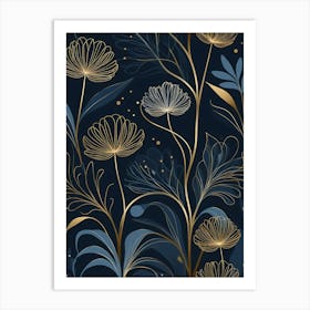 Gold Floral Pattern Art Print