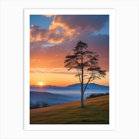 Lone Tree At Sunrise 1 Art Print