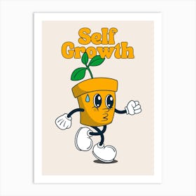 Self Growth Motivational Retro Cartoon Art Print