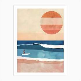 Surfer On The Beach 4 Art Print