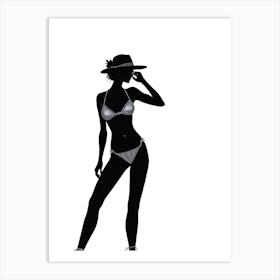 Silhouette Of Woman In Bikini Art Print