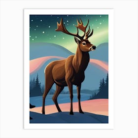 Deer In The Snow Art Print