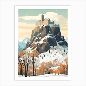 Vintage Winter Travel Illustration Edinburgh Scotland 5 Art Print