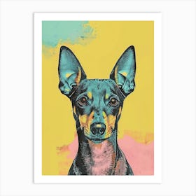 Miniature Pinscher Dog Pastel Line Watercolour Illustration  2 Art Print