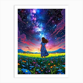 Girl In The Meadow Art Print