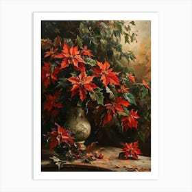 Baroque Floral Still Life Poinsettia 4 Art Print