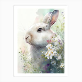 Rabbit And Flowers 1 Art Print