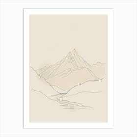 Zugspitze Germany Color Line Drawing Drawing (4) Art Print