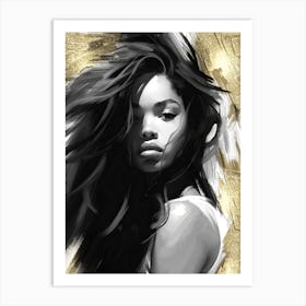 Black Girl with Gold Abstract 7 Art Print