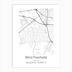 West Freehold,United States Minimalist Map Art Print