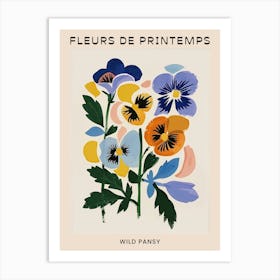Spring Floral French Poster  Wild Pansy 1 Art Print
