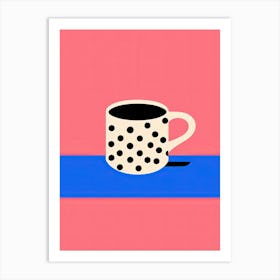 Coffee Mug Blue And Pink Illustration Art Print