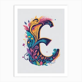 Colorful Letter E Illustration 29 Art Print