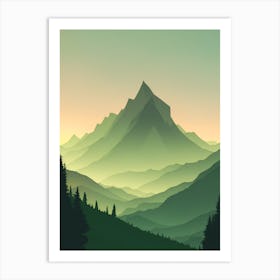 Misty Mountains Vertical Composition In Green Tone 38 Art Print