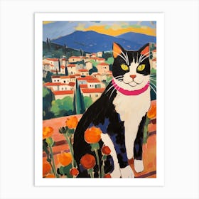 Painting Of A Cat In Arezzo Italy Art Print