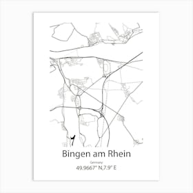 Bingen Am Rhein,Germany Minimalist Map Art Print