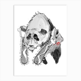 Panda Bear With Chainsaw Art Print