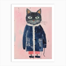 Playful Illustration Of Cat For Kids Room 4 Art Print