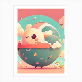 Flyby Kawaii Kids Space Art Print