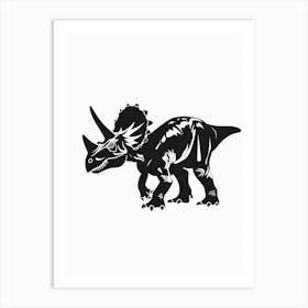 Black Triceratops Silhouette 1 Art Print