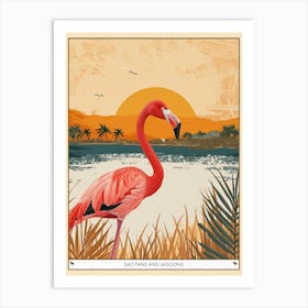 Greater Flamingo Salt Pans And Lagoons Tropical Illustration 1 Poster Art Print