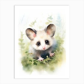 Light Watercolor Painting Of A Baby Possum 6 Art Print