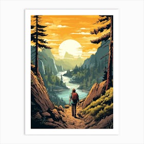 Pacific Crest Trail Usa 1 Vintage Travel Illustration Art Print