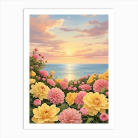 Dahlias At Sunset Art Print