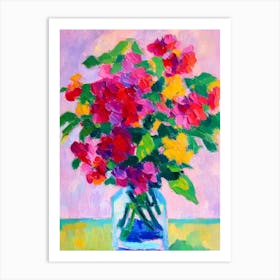 Honeysuckle Floral Abstract Block Colour Flower Art Print