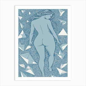 Nude Woman With Paper Airplanes Art Print