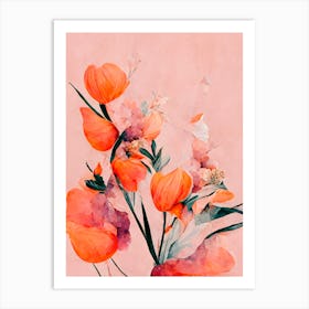 Tangelo Tulips Art Print