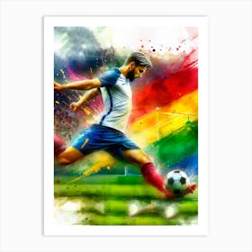 Soccer Player Kicking A Soccer Ball Art Print