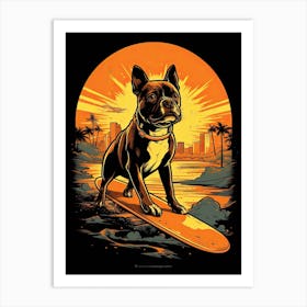Staffordshire Bull Terrier Dog Skateboarding Illustration 2 Art Print