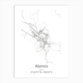 Alamos,Mexico Minimalist Map Art Print