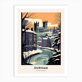 Winter Night  Travel Poster Durham United Kingdom 2 Art Print