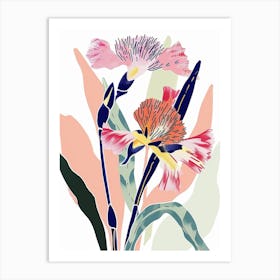 Colourful Flower Illustration Carnation Dianthus 4 Art Print