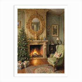 Christmas Fireplace Art Print