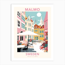 Malmo, Sweden, Flat Pastels Tones Illustration 2 Poster Art Print